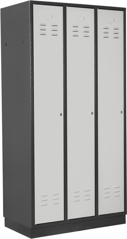Umkleideschrank / Spind 3-türig, ral 7016/7035, Anthrazit / Lichtgrau, 178x89x50cm - ADB