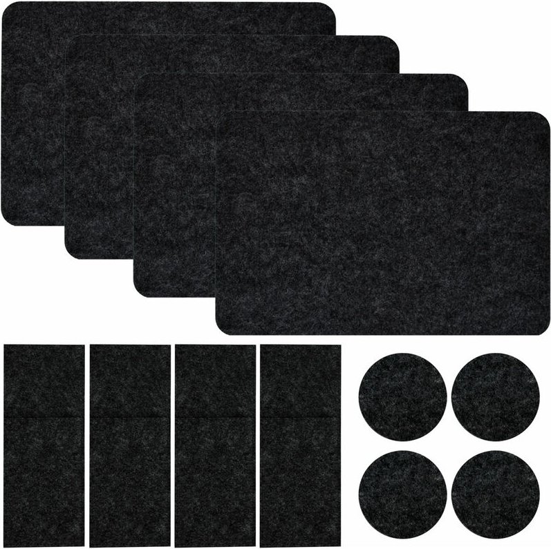 Dunedesign - Filz Tischset Bestecktasche Untersetzer Set 43x30 cm Platzset Filzset Anthrazit