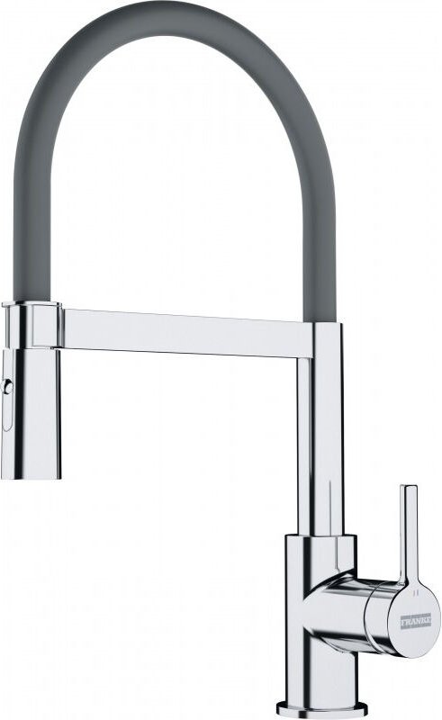 Lina fc 6087.031 Einhebel-Küchenmischer, 205 x 410 mm, semiprofessionell mit ausziehbarer Brause, Chrom/Grau (115.0626.0...