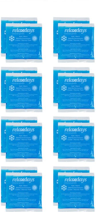 Kühlpads, 16er Set, Kalt-Warm-Kompressen, 14 x 13 cm, Erste Hilfe, wiederverwendbare Gelkühlkompressen, blau - Relaxdays