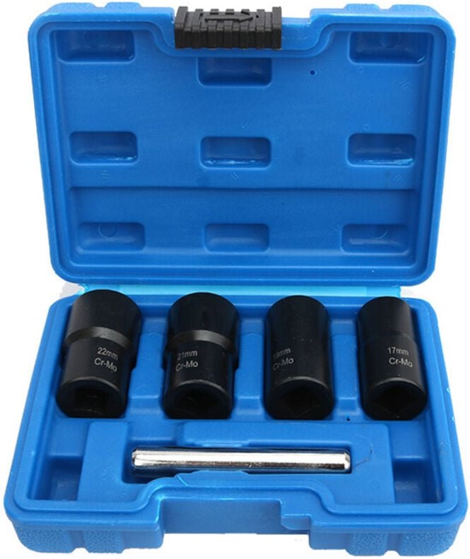 5-teiliger Drehsteckschlüsselsatz, 1/2-Zoll-Auszieher für beschädigte Bolzen zum Entfernen von 17-mm-, 19-mm-, 21-mm- un...