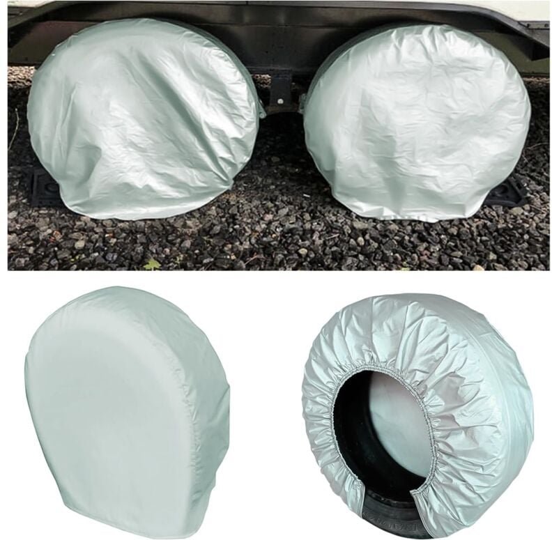 Beijiyi - 4 Stück Reifenabdeckungen, Anti-UV-Schutzabdeckung für Reserverad, wasserdichte Reifenabdeckungen (Grau)