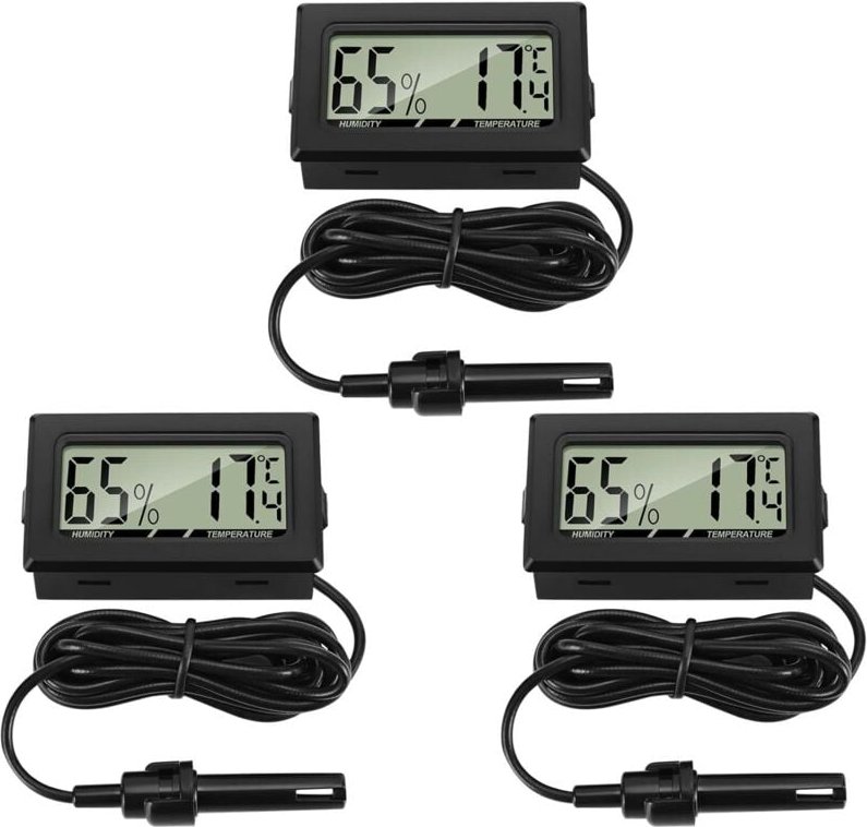 Thumbnail - Jalleria - 3-teiliges digitales Thermometer-Hygrometer mit externer Sonde, Temperaturmessgerät, Luftfeuchtigkeitsmesser ...