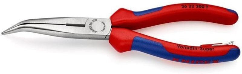 26 22 200 t bk Flachrundzange mit Schneide (Storchschnabelzange) schwarz atramentiert 200 mm - Knipex