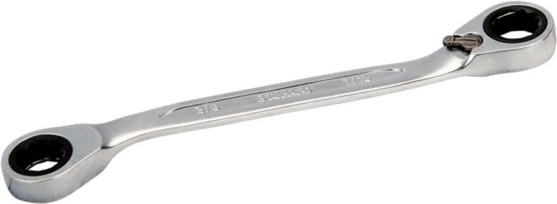 Bahco 1/2 x 9/16 Knarren-Ringschlüssel, verchromt, mit abgewinkeltem Kopf, 180 mm