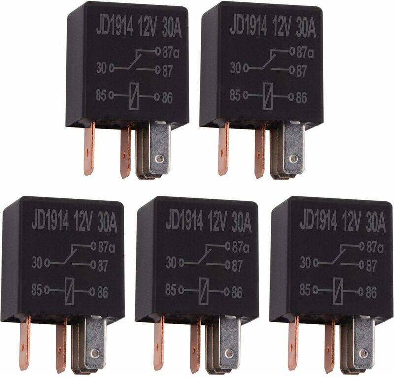 Thumbnail - 5 Stück 12 v 30 a 5-poliges Relais, SPDT-Mehrzweckrelais, Hochleistungs-Standardrelais, 5-polig, 12 vdc, Autorelais