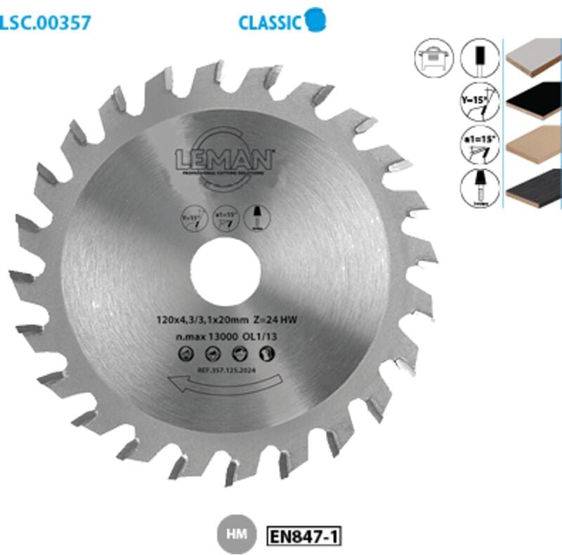 Kegelförmiger Rundschneider Classic ø 125 Bohrung 20 Dicke 3,1-4,2/2,2 Nrn 24