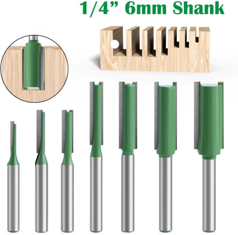 7 Stück gerade Fräser mit 6 mm Schaft, gerade Fräser für Holz, Hartmetall-Holzbearbeitungswerkzeug, einschneidig, gerade...