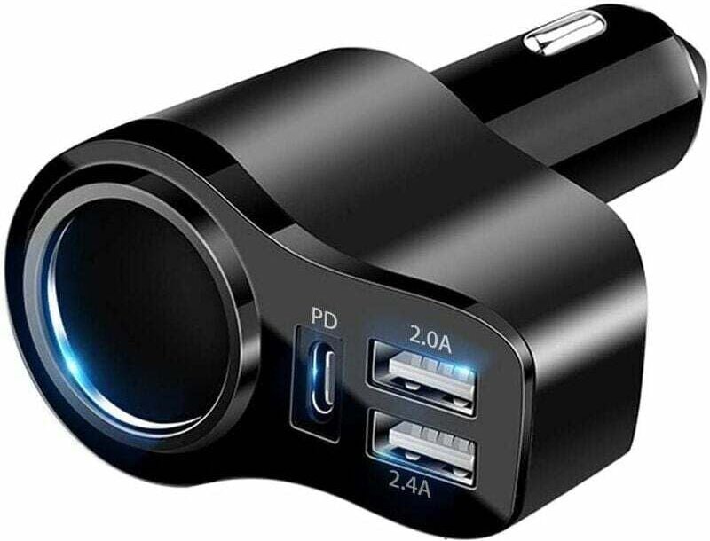 USB-C-Autoladegerät, 4-in-1, 36 W, USB-Zigarettenanzünder-Splitteradapter mit 3 USB 12 V/24 V, Dual-USB-Typ-C-PD-Schnell...