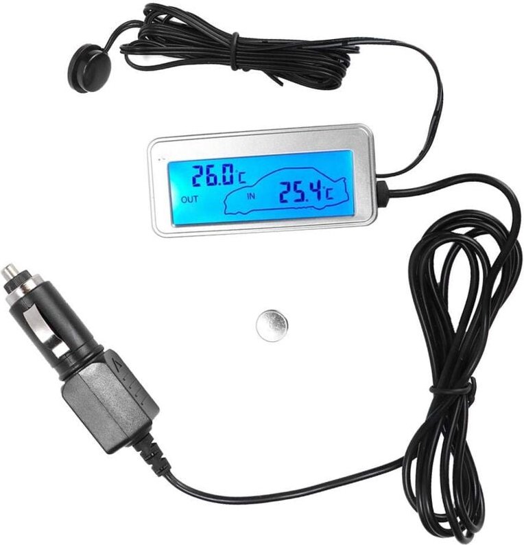 Ej.life - Auto-Thermometer, Auto-Digital-12-V-LCD-Display, Indoor-Outdoor-Empfindlichkeitsthermometer, Temperaturmessger...