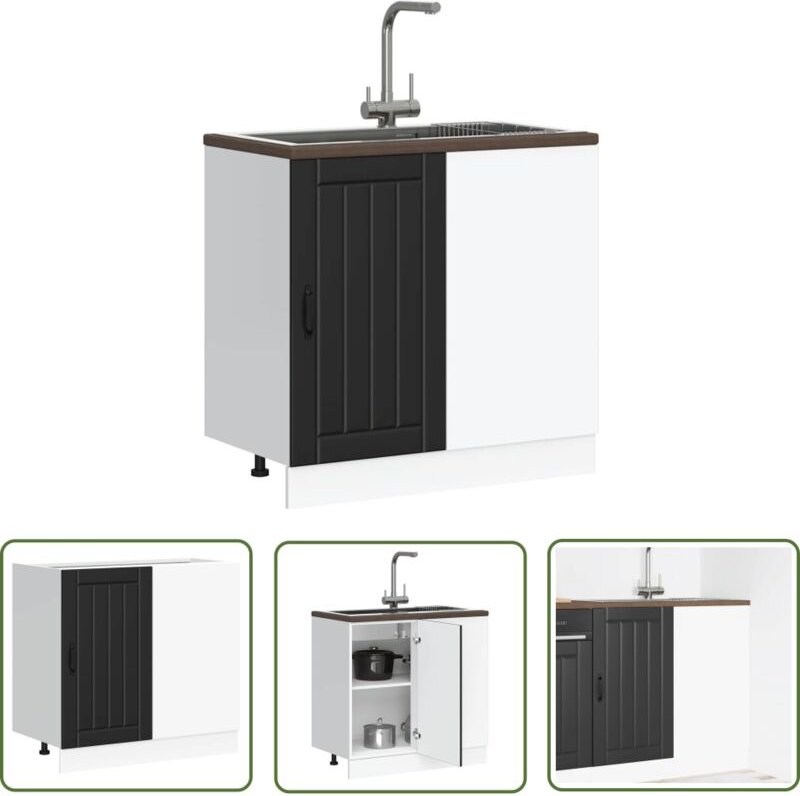 The Living Store - vidaXL Spülenunterschrank Lucca Schwarz Holzwerkstoff