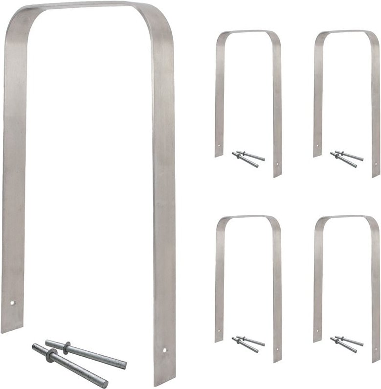 Thumbnail - 5 x Fahrradanlehnbügel 117 x 80 cm Edelstahl 13 mm grau Fahrradständer Anlehnständer Parker Typ U