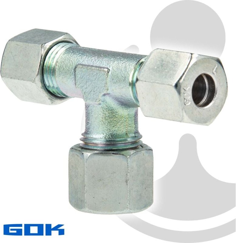 Schneidringverschraubung Typ tr - T-Stück - reduziert ø 8 x 10 x 8 mm , Stahl verzinkt, Schneidring Stahl