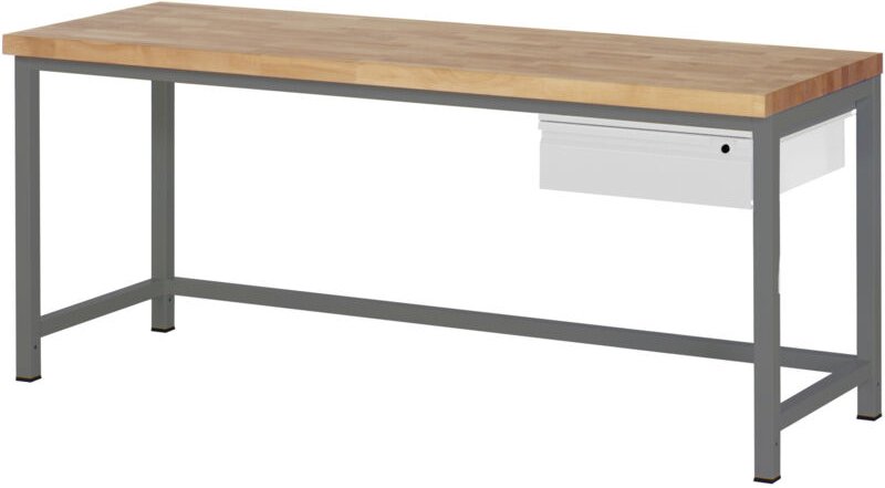 Höhenverstellbare Werkbank Premium, 1 Schublade, 200x70x84-104cm, Stahl und Buche - Stier