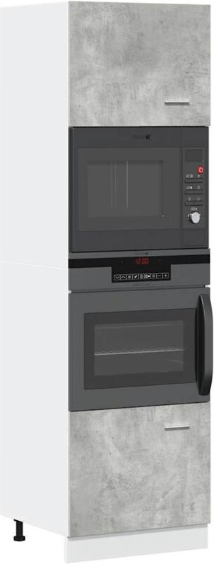 Mikrowellenumbauschrank Lyon Betongrau 60x57x207 cm Holzwerkstoff Vidaxl