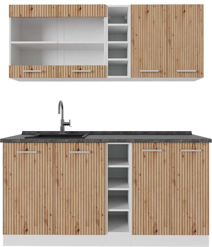 Thumbnail - Vicco - Singleküche R-Line, Artisan Eiche/Weiß, 160 cm , ap Anthrazit