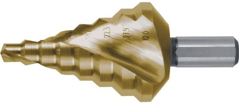 Ruko - Stufenbohrer HSS-TiN spiralgenutet mit Kreuzanschliff ø 6 - 32 mm - 101057T