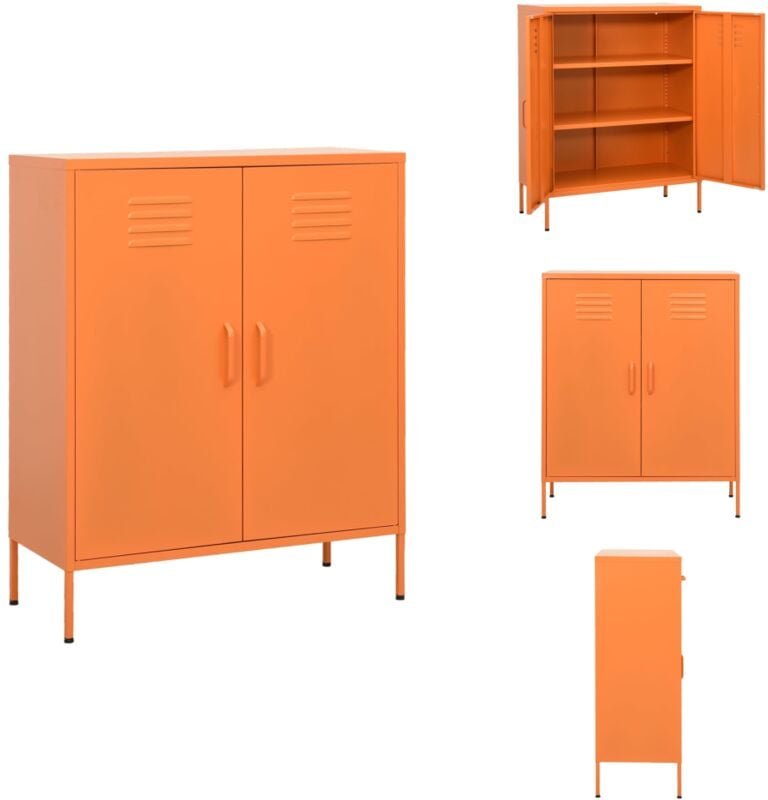 Lagerschrank Orange 80x35x101,5 cm Stahl - Lagerschrank - Stauraum - Garderobe - Wohnraumorganisation - Metallregal