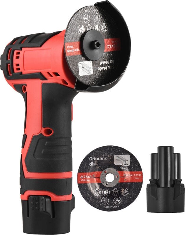 Thumbnail - Decdeal - 12-V-Akku-Winkelschleifer-Set, leichtes Werkzeug mit 76-mm-Schleifscheibe, 2 Stück 2,0-Ah-Lithium-Ionen-Akku u...
