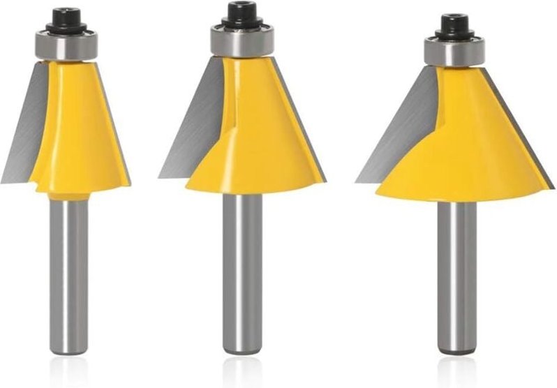 Linghhang - 3 stk 8mm Winkelkegelfräser 2 Schlegel 15°/22,5°/45° Abgeschrägter Fräser Rahmenkantenschneider Für Holzbear...