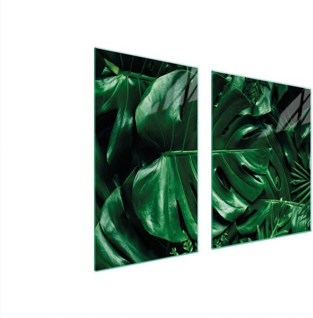 Glasplatte und Schneidebrett 100x52 MONSTERA