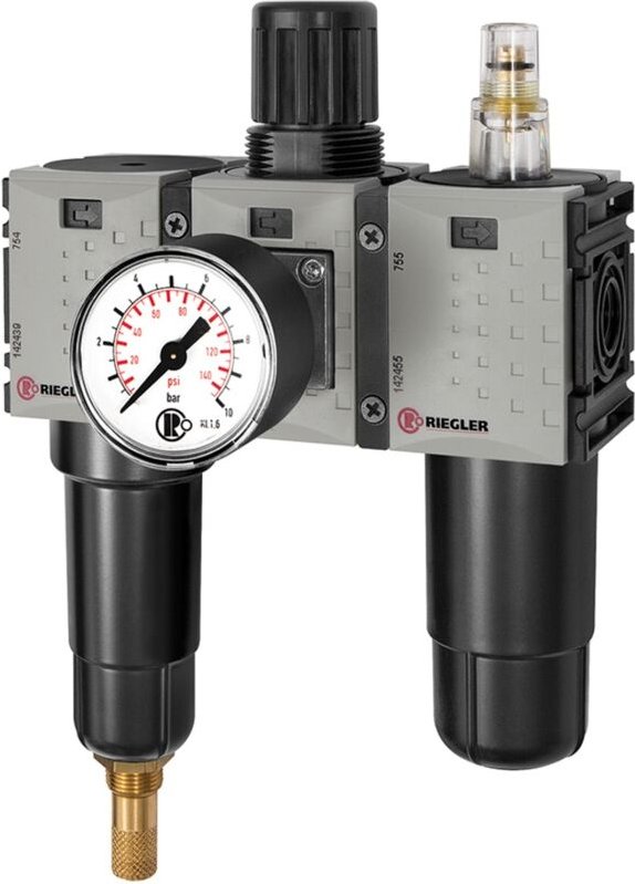 We 3-tlg. »FUTURA-mini«, Metallbe., Stand.mano., g 1/4, 0,1-4, va - Riegler