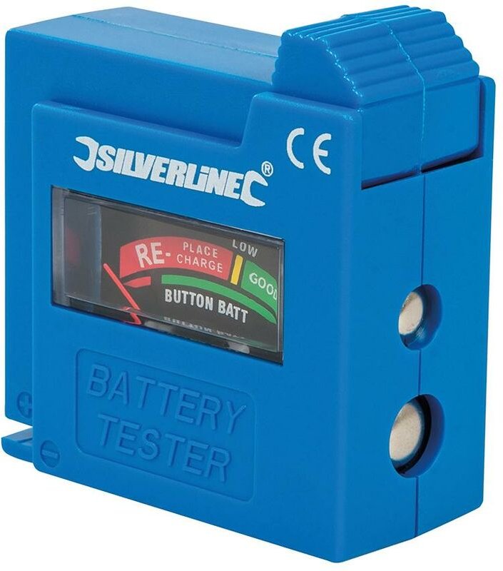 Silverline - Kompaktes Batterieprüfgerät Für aaa, aa, c, d, 9 v, LR1, A23 und Knopfzellen