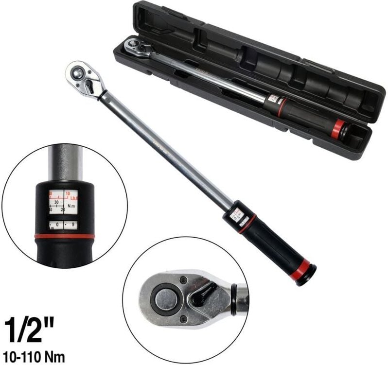 YATO Digitaler Drehmomentschlüssel Feinjustierung Wende Ratschenkopf +1/2" 10-110 Nm YT-07607