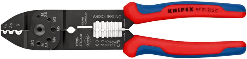 97 21 215 c Crimpzange 1 Stück Unisolierte Kabelschuhe, Unisolierte Kabelverbinder 0.5 bis 6 - Knipex