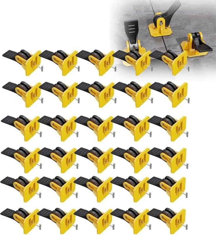 Thumbnail - 50-teiliges Fliesen-Nivelliersystem, Fliesen-Nivelliersystem, Fliesenkeile, 2 mm Fugenkreuz, wiederverwendbares Fliesen-...