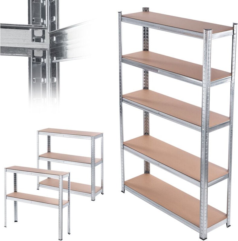 KADAX Metallregal, Kellerregal aus Metall, Silber, 180 x 90 x 30 cm