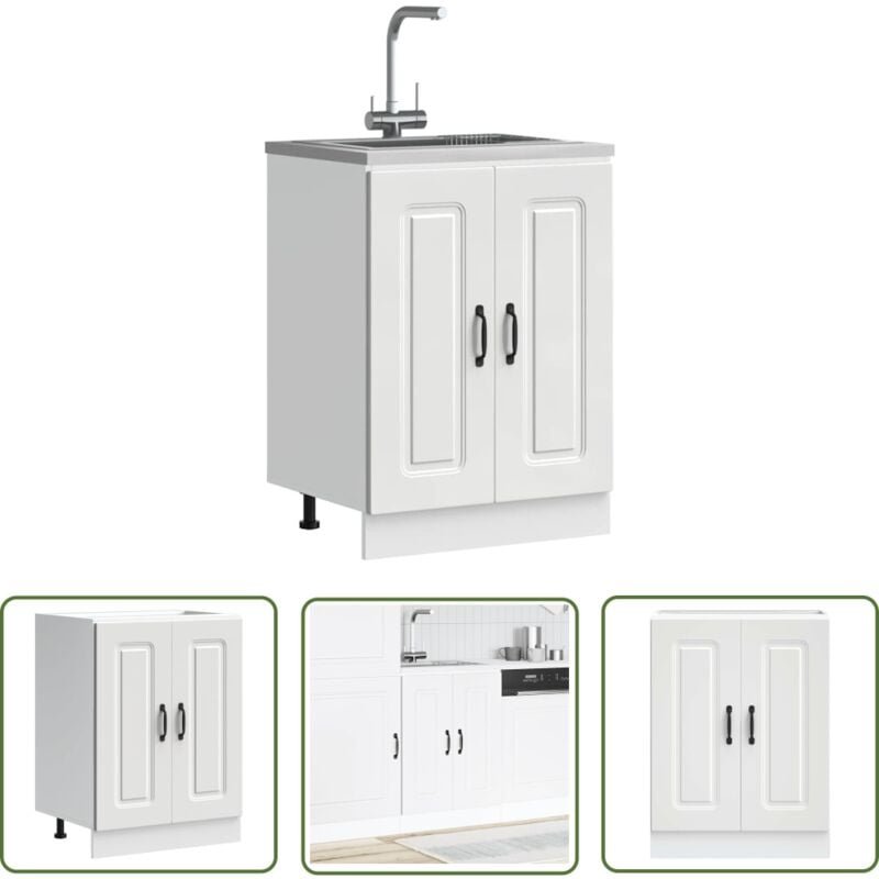 The Living Store - vidaXL Spülenunterschrank Kalmar Weiß 60x46x81,5 cm Holzwerkstoff