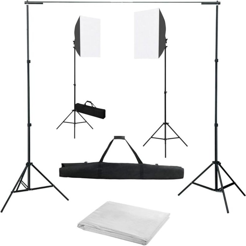 Fotostudio-Set mit Softboxen und Hintergrundsystem - Vidaxl