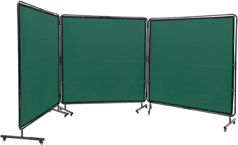 Thumbnail - 6' x 6' 3-Panel-Schweißschutzwand mit Rahmen, flammhemmender Vinyl-Schutzvorhang, 12 Lenkrollen (6 feststellbar), bewegl...