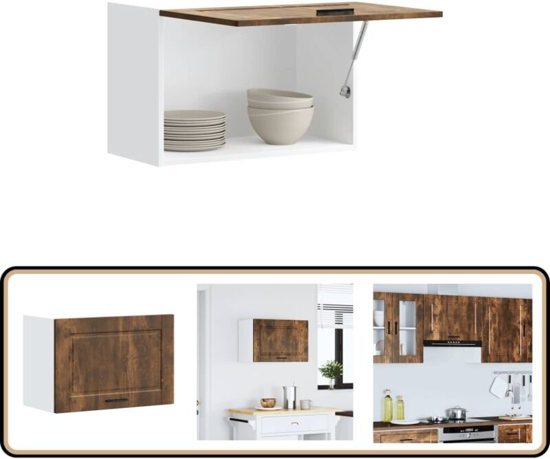 Küchen-Hängeschrank Porto Räuchereiche Holzwerkstoff - Vidaxl
