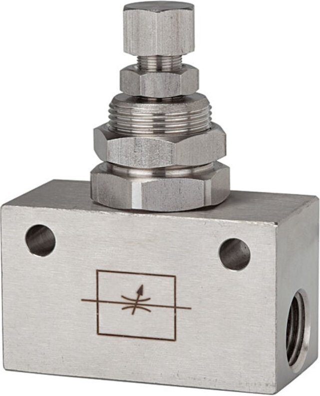 Drosselventil, Blockform, Edelstahl 1.4404, g 1/4, pn max. 10 bar - Riegler