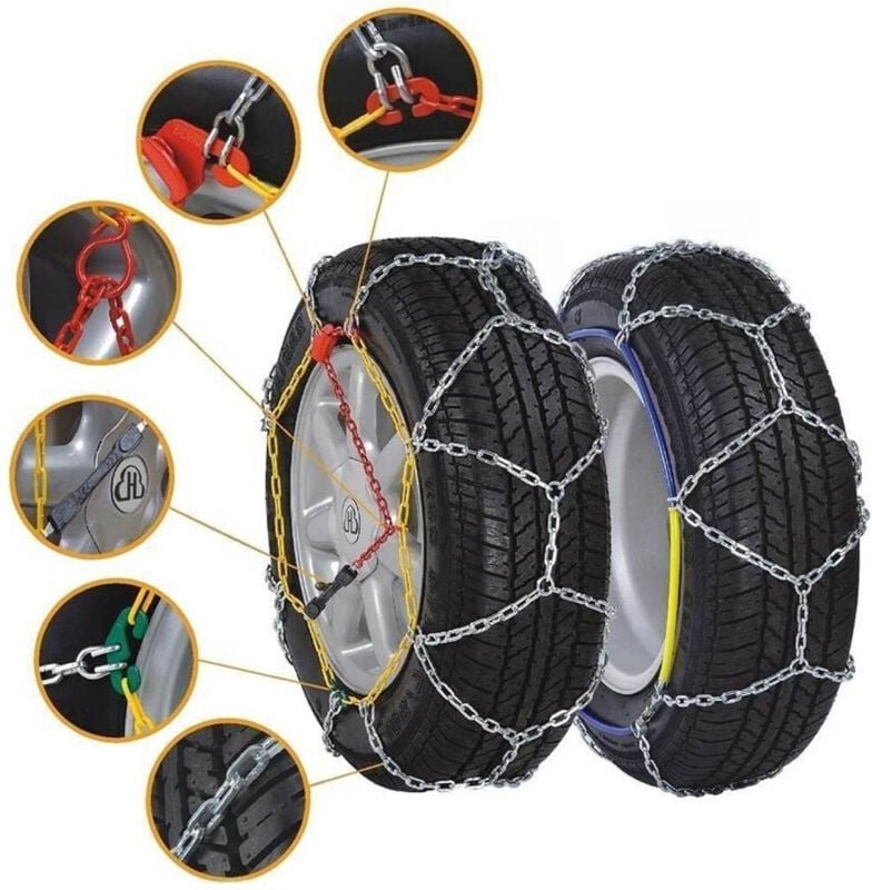 Trade Shop - Schneeketten für Autos der Gruppe 260, Reifen einfach zu montieren, zugelassen -