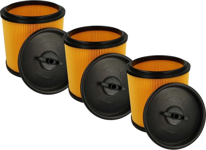 3x Faltenfilter kompatibel mit Parkside (Lidl) pnts 1500 D5 Staubsauger - Filter, Patronenfilter, schwarz gelb - Vhbw