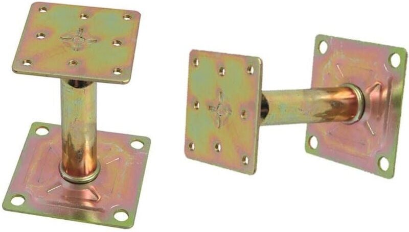 2er-Pack verstellbare Pfostenhalterungen für 55–75 mm Grundplatten – Stütze für erhöhte Zaunpfosten aus verzinktem Stahl...