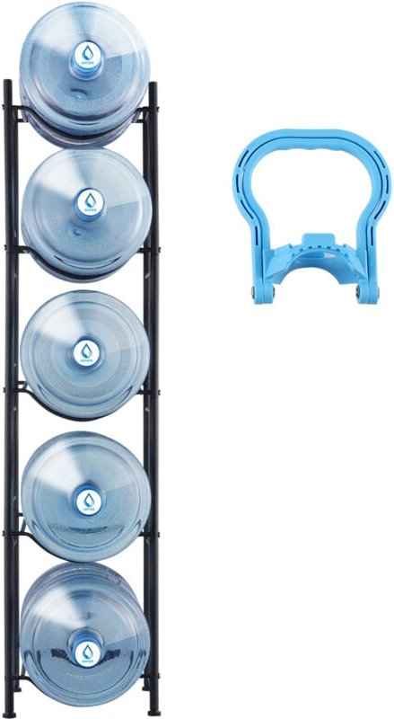 5-stufiger Wasserkrughalter, 5-Gallonen-Wasserflaschenregal, robuste Aufbewahrung für 5 Flaschen, schwarzes Metall, Küch...