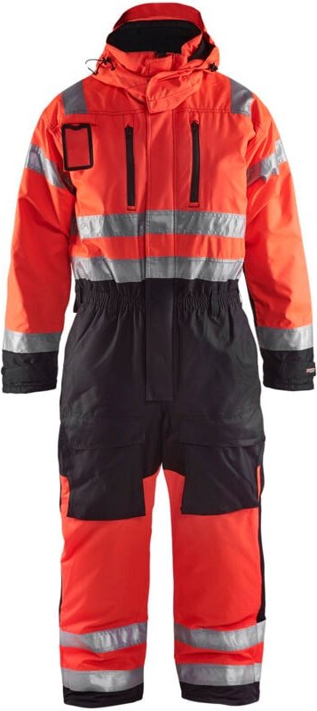 Arbeitsanzug Winter Langarm Hochsichtbarkeit 6763 - Neonrot/Schwarz 56C