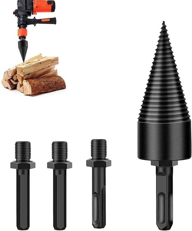 Holzspaltbohrer, 42 mm Holzspaltbohrer, konischer Bohrer, Holzspalter, Holzspalter, langlebiges Spaltschraubenkegel-Holz...