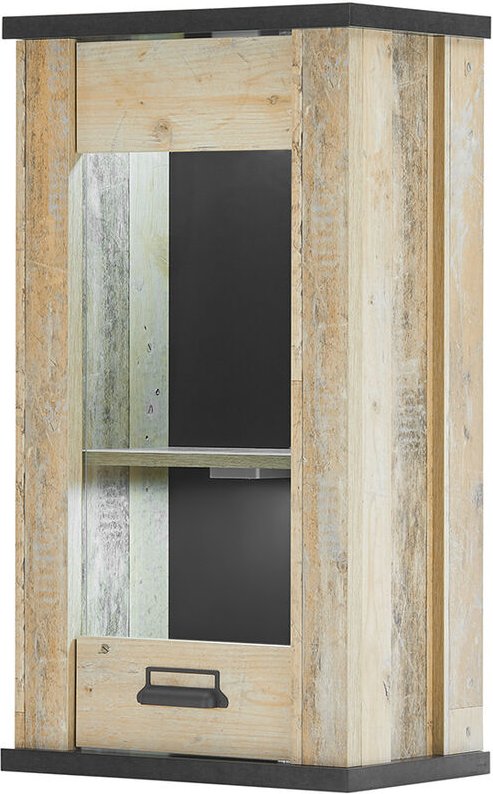 Hängeschrank inkl. Tür mit Glasapplikationen SHELTON-61 in Old Style hell Nb. mit anthrazit, b/h/t ca. 50/90/31 cm