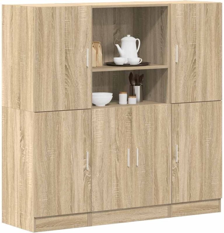 3-tlg. Küchenschrank-Set Sonoma-Eiche Holzwerkstoff - Vidaxl