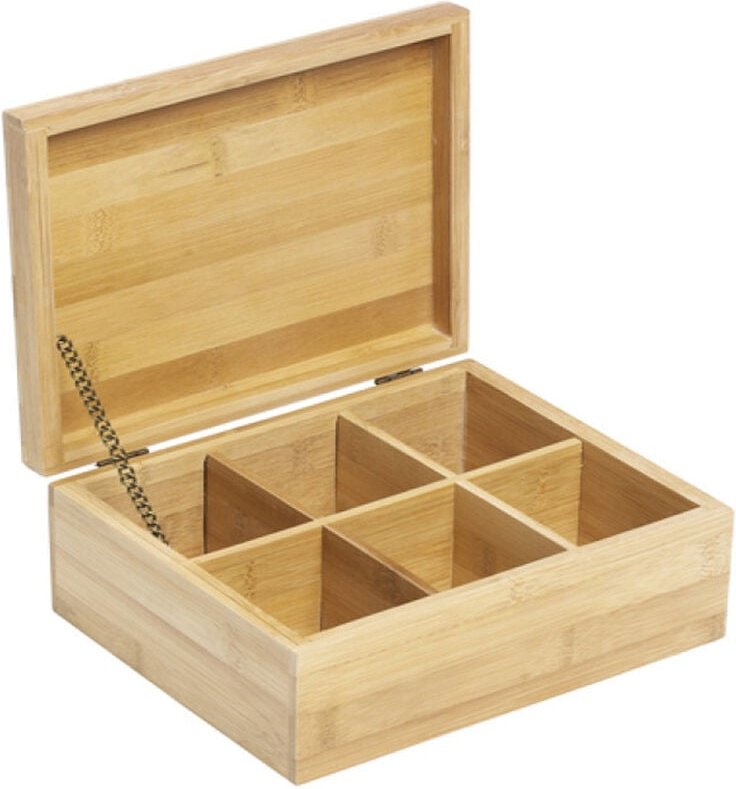 Bambus Teebox 6 Fächer 22x18x9cm-M94673-Teebox