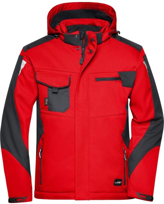Thumbnail - James&nicholson - Professionelle Softshelljacke mit Innenfutter JN824 Gr. 2XL red/black