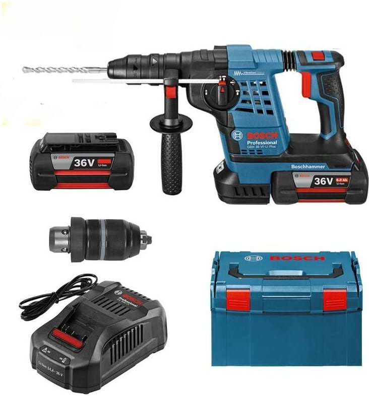 BOSCH GBH 36 VF Meißelhammer - 2 Batterien 6.0 Ah, Ladegerät, im Koffer - 0691190700B