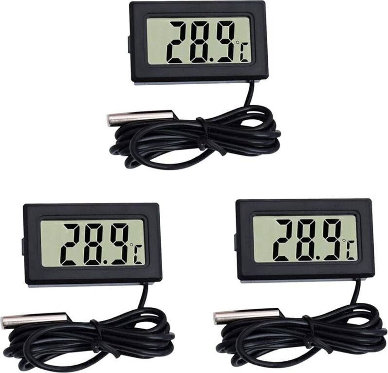 Thumbnail - Thermometer, 2 Meter, schwarz, Mini-Thermometer, digitales LCD-Thermometer, Temperaturmonitor mit externer Sonde für