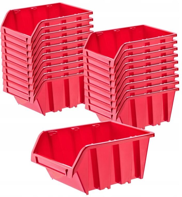 Stapelbox aus pp Kunststoff, 390 x 240 mm, Rot, 20 Stück - Kadax