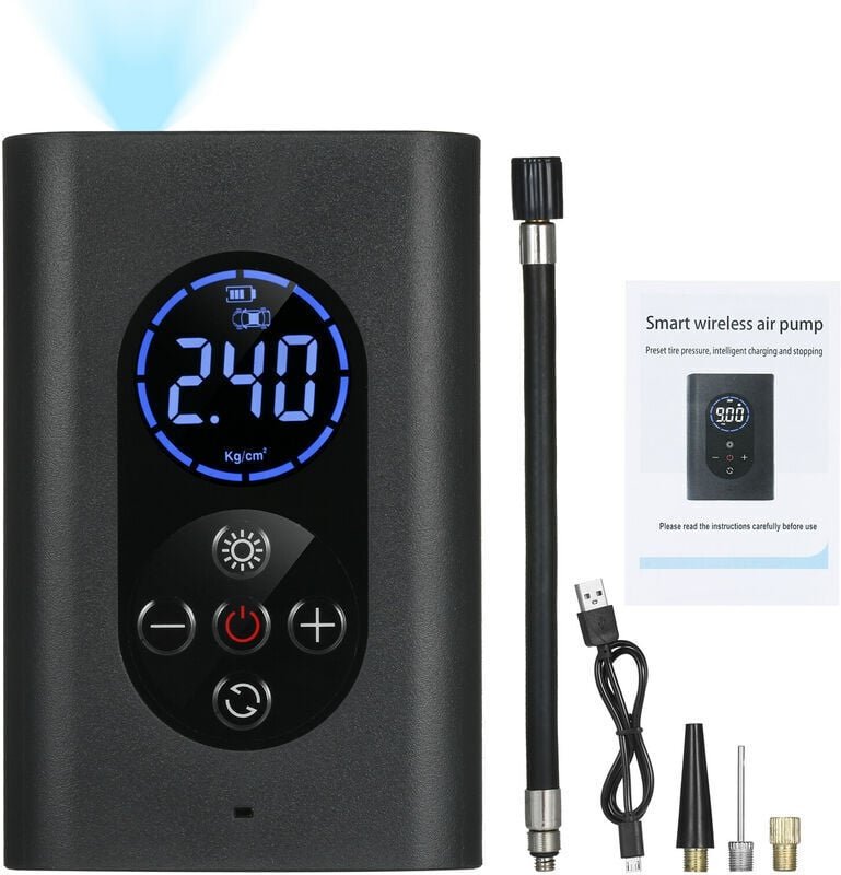 Reifenfüller Tragbarer Luftkompressor 150PSI Elektrische Luftpumpe mit Druckmesser LED-Licht 4000mAh USB Aufladbare Powe...